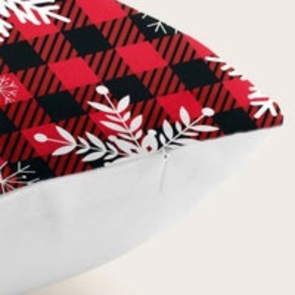 Snowflake Christmas Plaid Throw Pillow - Picture 3 of 3